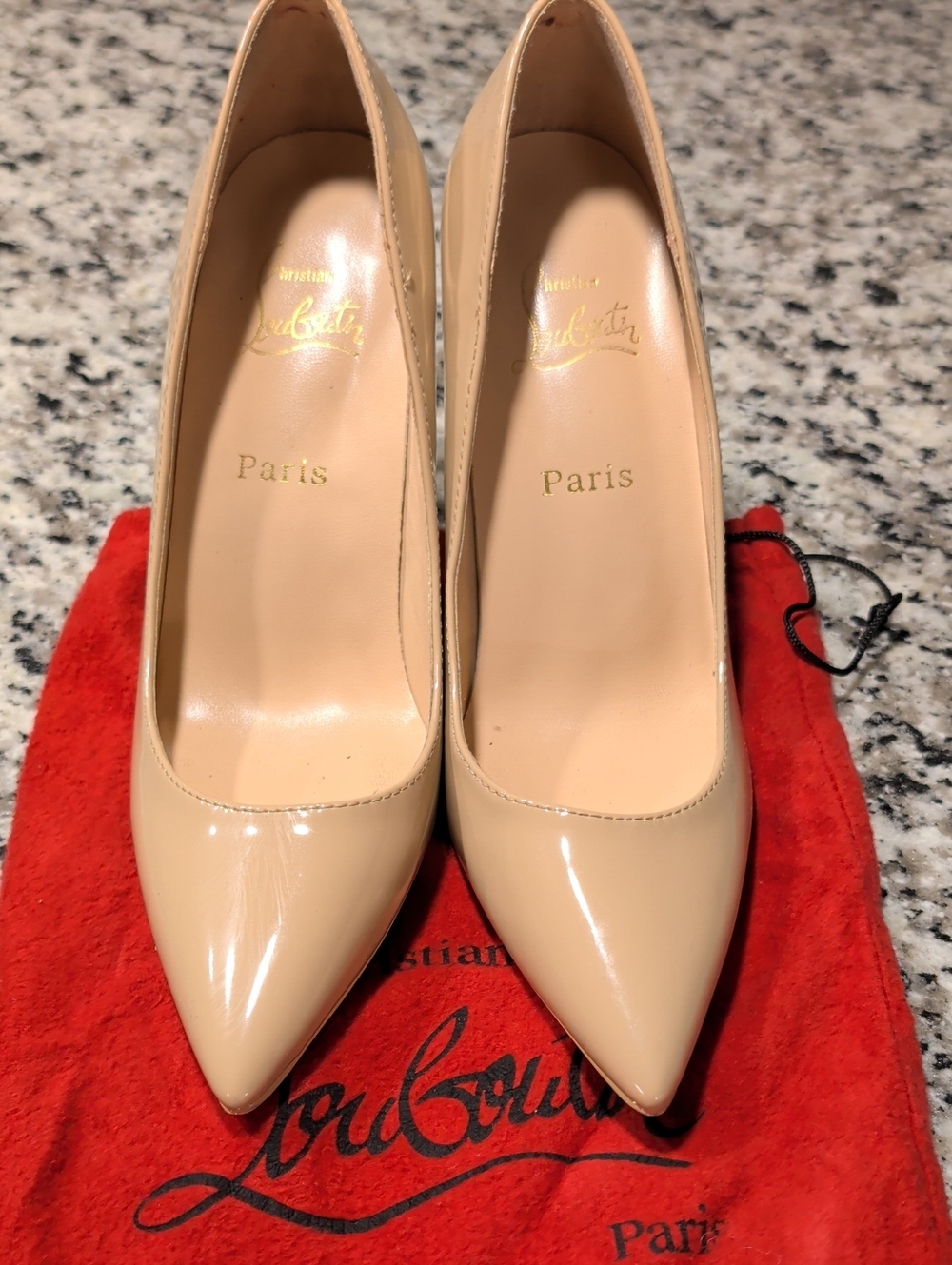 Christian Louboutin Nude Patent Pointed-Toe Pumps
